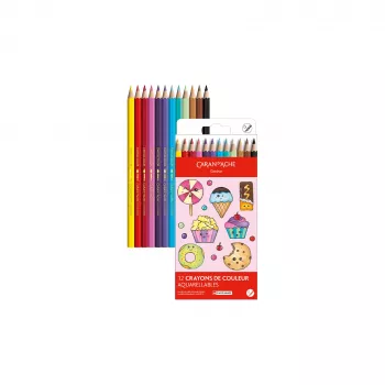 Caran d'Ache Swisscolor Kawaii Candy -akvarellikynät, 12 kpl:n sarja, kuusikulmainen, setripuu 1285.802