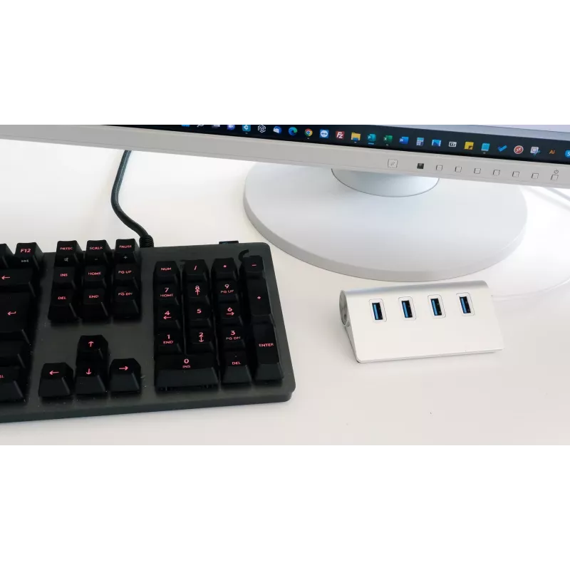 EXSYS EX-1134-2 USB 3.2 Gen 1 4-porttinen keskitin USB-C-kaapelilla ja USB-A-sovittimella