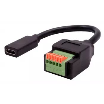 EXSYS EX-49122 USB-C naaras - 5-pin riviliitin sovitin painonapilla, USB 2.0, 15 cm