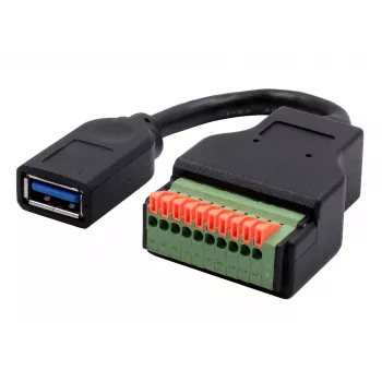 EXSYS EX-49126 USB-A naaras - 10-pin riviliitin sovitinkaapeli painonapilla, USB 3.2 Gen 1, 15 cm