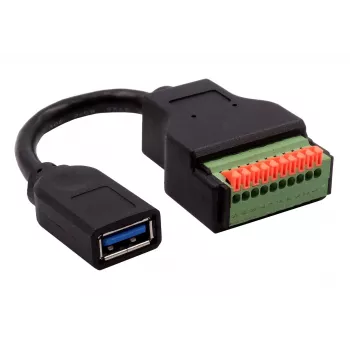 EXSYS EX-49126 USB-A naaras - 10-pin riviliitin sovitinkaapeli painonapilla, USB 3.2 Gen 1, 15 cm