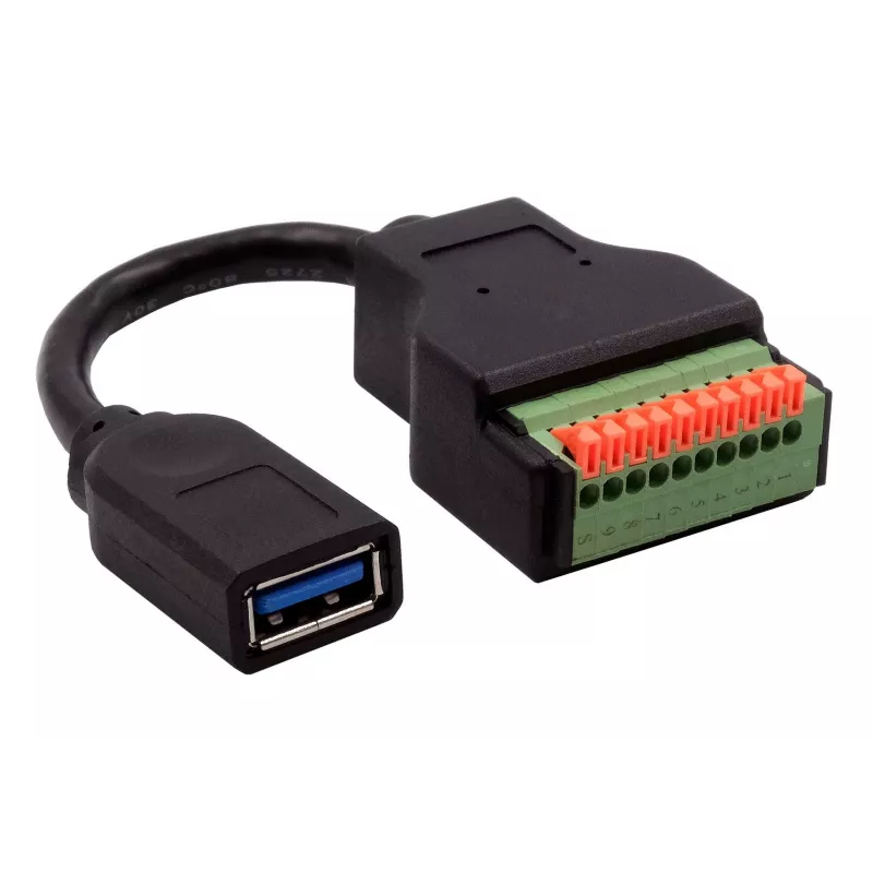 EXSYS EX-49126 USB-A naaras - 10-pin riviliitin sovitinkaapeli painonapilla, USB 3.2 Gen 1, 15 cm
