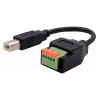 EXSYS USB-B uros - 5-pin riviliitin sovitinkaapeli painonapilla, USB 2.0, 15 cm EX-49131
