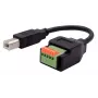 EXSYS USB-B uros - 5-pin riviliitin sovitinkaapeli painonapilla, USB 2.0, 15 cm EX-49131