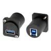 EXSYS EX-49155 USB 3.2 Gen 1 D-tyypin asennussovitin, USB-A naaras - USB-B naaras