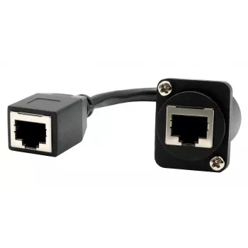 EXSYS D-tyypin asennus-RJ45-liitin, naaras-naaras, CAT.5e, 20 cm, suojattu, musta EX-49160