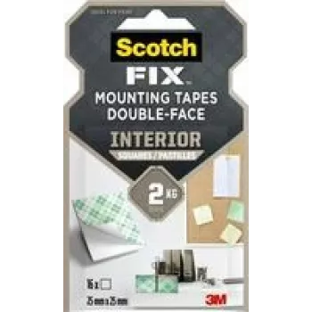 3M Scotch-Fix sisäkäyttöön kiinnitysneliöt 25 mm x 25 mm valkoinen (12 kpl:n pakkaus) 7100263584