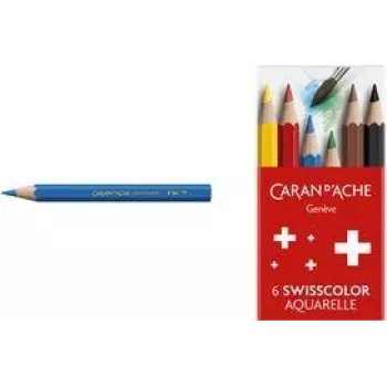 Caran d'Ache Swisscolor Aquarelle vesiliukoiset värikynät, 6 kpl:n pakkaus, setripuu, kuusikulmainen 1286.806