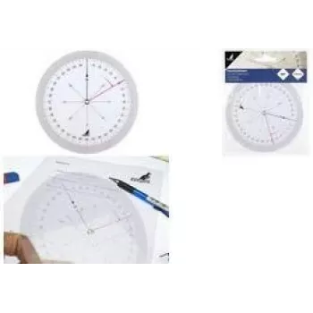 KANGARO K-4120100 kurssiviivain, 126 mm, läpinäkyvä, 360°-asteikko, 2 pyörivää kiekkoa