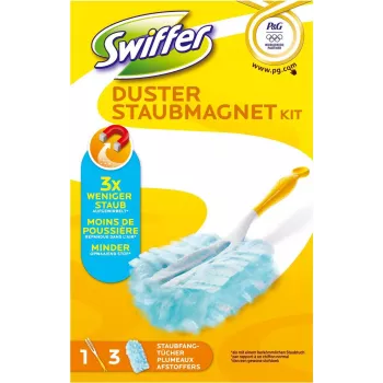 Swiffer Staubmagnet aloituspakkaus Olympia – kuivapölypyyhintäsarja varrella ja 5 elektrostaattisella liinalla