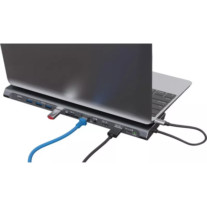 XTREMEMAC XWH-CDH-13 12-porttinen USB-C-telakointiasema Space Gray