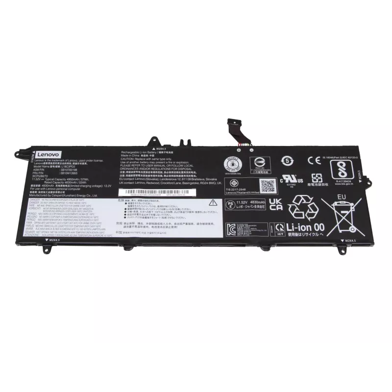 Lenovo 5B10W13912 kannettavan akku - Li-Ion, 3-kennoinen, 57Wh, 11,4V, musta