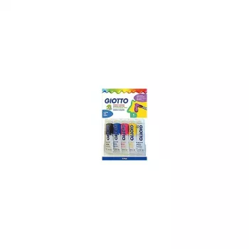 GIOTTO erittäin hieno guassi värisarja, 5 x 10 ml alumiinituubit, eri värit (valkoinen, peruskeltainen, punainen, sininen, musta) F65440000