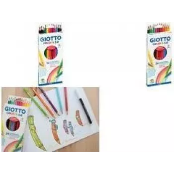 GIOTTO COLORS 3.0 kuusikulmainen värikynät, 24 eri väriä, 3,0 mm lyijy, pahvikotelo F276700