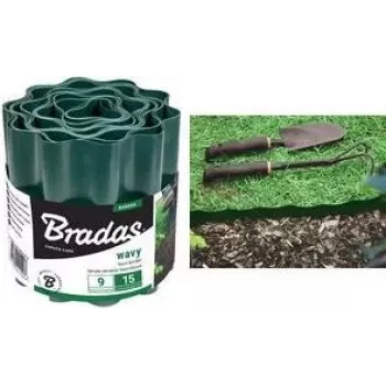 Bradas OBFG 0915 nurmikonreuna, vihreä aaltoileva, 150 mm korkeus, 9 m pituus, säänkestävä muovi