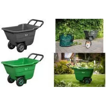 Bradas HANDY-GO puutarhakärry 90 L vihreä, 150 kg kantavuus, muovikaukalo, teräsrunko, ilmarengas TQ-WB090GR