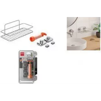 Metaltex Reflex Luxy Vacuum-Fix seinähylly hopea 1 taso 403329000