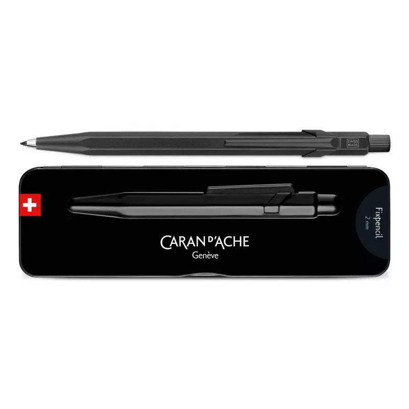 CARAN D'ACHE Fixpencil BLACK CODE lyijytäytekynä, 2 mm, mattamusta kuusikulmainen alumiinikotelo 22.496