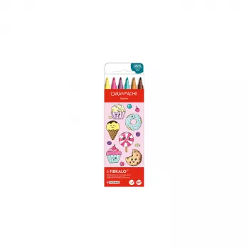 CARAN D'ACHE Fibralo Kawaii Candy huopakynät, 6 kpl:n sarja, vesipohjainen, vesiliukoinen muste, kuivana tai märkänä käytettävä (185.802)