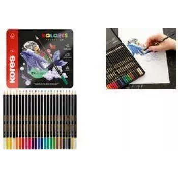 Kores KOLORES SELECTION kolmikulmaiset värikynät, 24 eri väriä, lehmuspuu, täysin liimattu lyijy, murtumaton, ergonominen BB93325