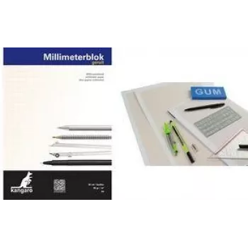 Kangaro millimetripaperilehtiö A3, 80 g/m², 25 arkkia, valkoinen/oranssi 1 mm ruudukko (K-5595)
