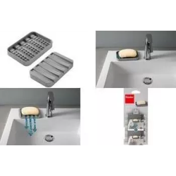 Metaltex Gravity-Soap saippua-astia, harmaa, PEVA/EVA, käännettävä, 1 kpl 297019000