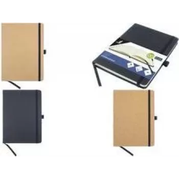 KANGARO K-552241 muistikirja, 96 arkkia, DIN A5, viivoitettu, musta PU-kova kansi, 80 g/m², chamois-paperi, 1 kpl