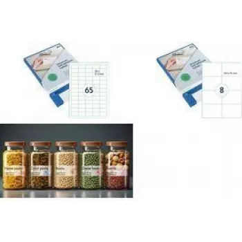 RILLPRINT 83218 yleiset tarrat 105 x 42,4 mm läpinäkyvät itseliimautuvat mustesuihku-, laser- ja värilasertulostimille A4 14 tarraa/arkki 100 arkkia 1400 tarraa
