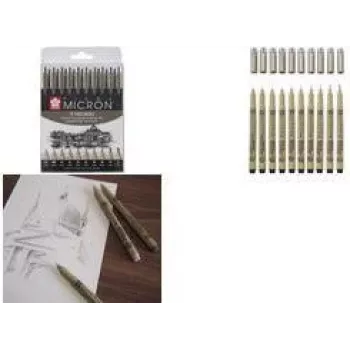 SAKURA Pigma Micron huopakynäsarja, 10 musta, viivanleveydet 0,15–0,70 mm, POXSDK10A