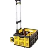 Stanley SXWTD-509 taitettava käsikärryt ja 25kg taitettava kori -sarja, 60kg kantavuus, alumiini, musta/keltainen