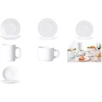 Esmeyer Arcoroc EVERYDAY keittolautanen, 225 mm, valkoinen karkaistu lasi, 6 kpl:n sarja (384-3101)
