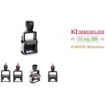 Trodat Professional 4.0 5430 itsensä värjäävä päiväleima, sisältää lahjakortin yksilölliseen tekstilevyyn, 3 riviä, 49x28 mm, musta 121362