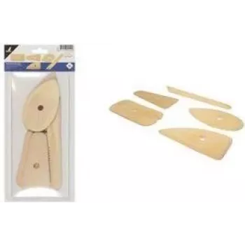 Kangaro puulastasarja savelle, 5-osainen muovailuun, kaapimiseen ja tasoittamiseen (K-840101)