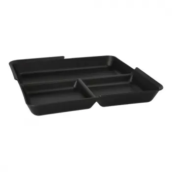 PAPSTAR Circulware kertakäyttöinen tarjotin, suorakaiteen muotoinen, 3 lokeroa, musta, polypropeeni 30 % mineraalitäyteaineilla, 1 kpl (97023)