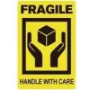 RILLPRINT 76860 Fragile / Handle With Care -varoitetarrat, pysyvä liima, musta keltaisella, 100 x 50 mm, 500 tarraa rullassa