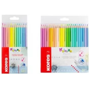 Kores Kolores Pastel kolmikulmaiset värikynät, 12 eri pastelliväriä, 3 mm lyijy, voimakas pigmentointi, pahvikotelo BB93311