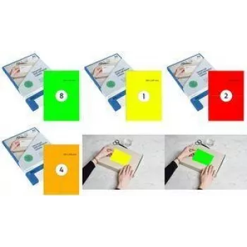 RILLPRINT B84223 fluoresoivat punaiset A5-tarrat, 210 x 148 mm, 1 arkki, mustesuihku-/laser-/väritulostimille