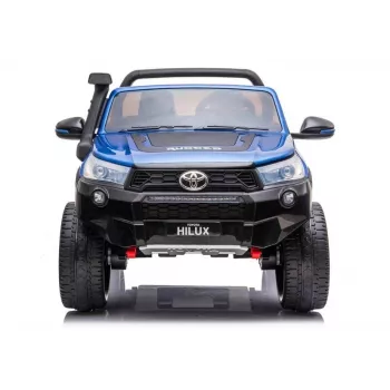 LEAN CARS Toyota Hilux DK-HL850 sähköinen leikkiauto lapsille, siniseksi maalattu, 4x4, 2-paikkainen, kaukosäädin, LED-valot, MP3, Bluetooth