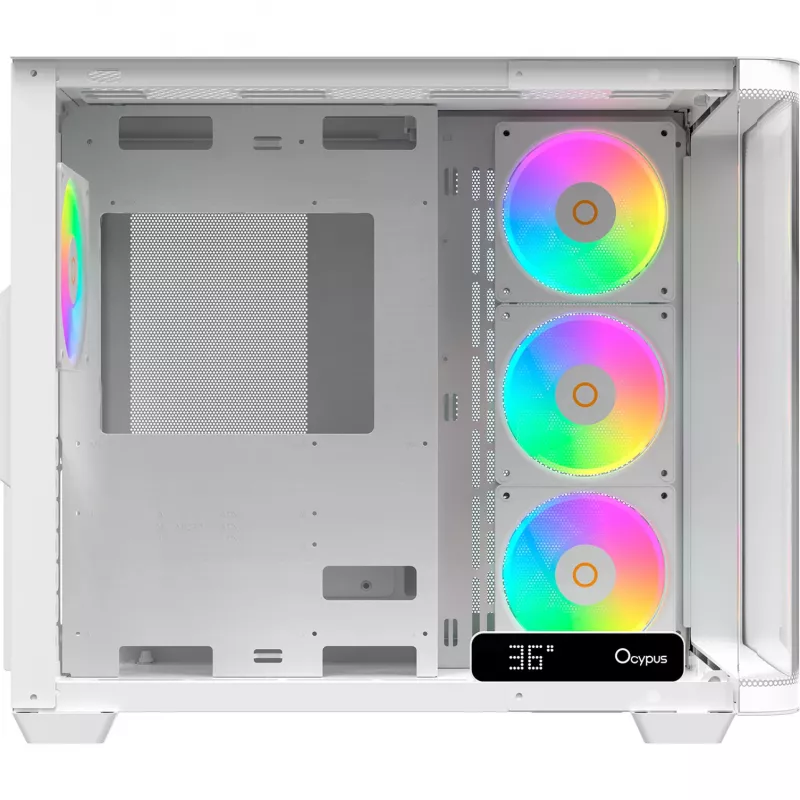 Ocypus Iota C70 Curve ARGB Digital valkoinen 270° panorama-lasi Mid-Tower PC-kotelo