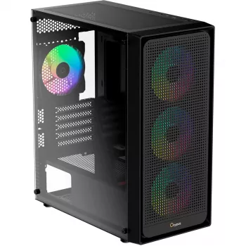Ocypus Gamma C50 ARGB musta kotelo karkaistusta lasista Mid-Tower