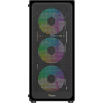 Ocypus Gamma C50 ARGB musta kotelo karkaistusta lasista Mid-Tower