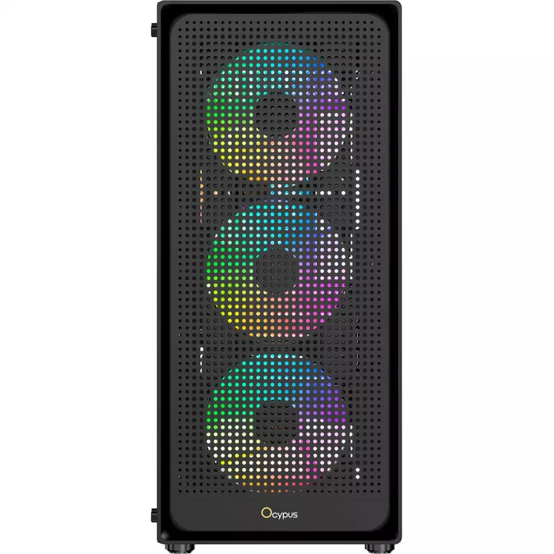 Ocypus Gamma C50 ARGB musta kotelo karkaistusta lasista Mid-Tower