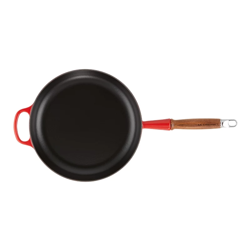 LE CREUSET valurautapaistinpannu puukahvalla 28 cm punainen