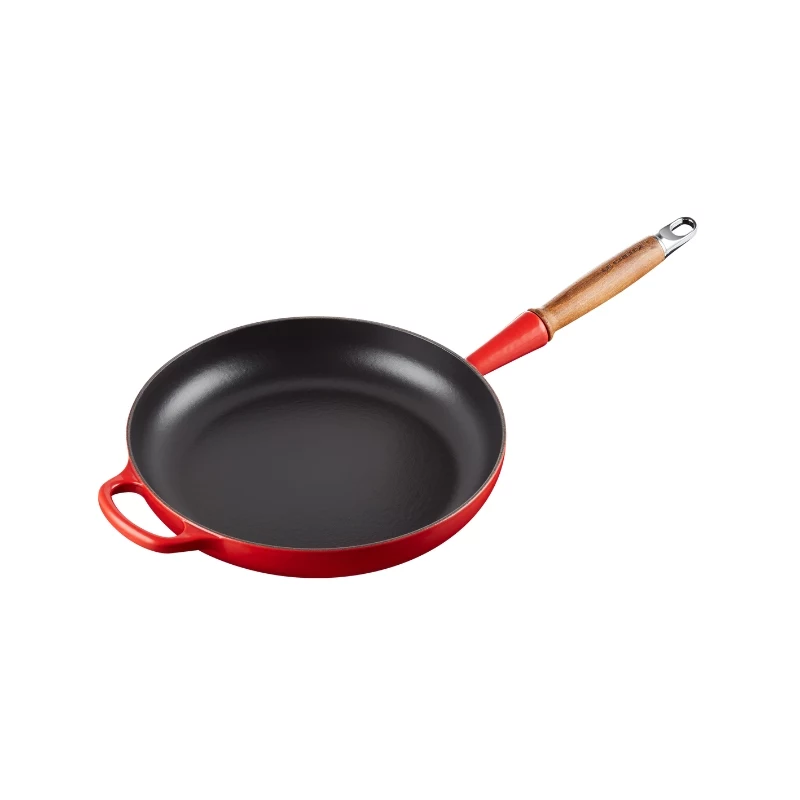 LE CREUSET valurautapaistinpannu puukahvalla 28 cm punainen