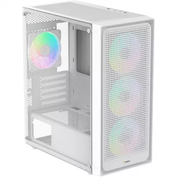Ocypus Gamma C50 ARGB valkoinen Mid-Tower PC-kotelo, karkaistu lasi, 3x ARGB-tuuletinta