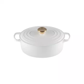LE CREUSET emaloitu valurautainen soikea pata 27 cm 4,1 L valkoinen