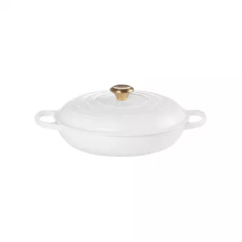 LE CREUSET matala valurautapata 30 cm 3,5L valkoinen