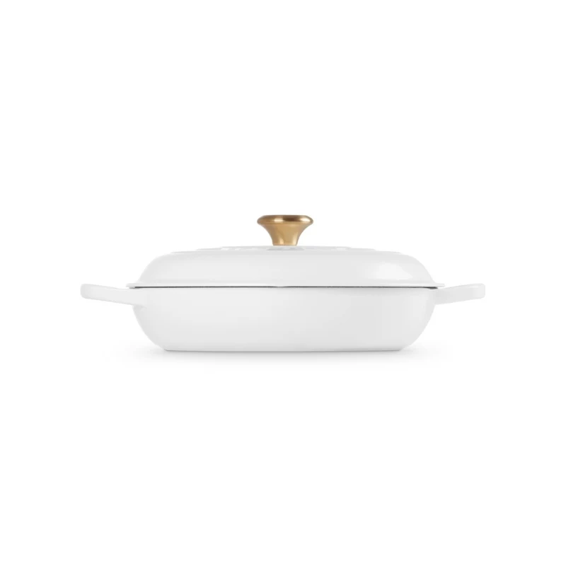 LE CREUSET matala valurautapata 30 cm 3,5L valkoinen