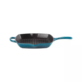 Le Creuset valurautainen neliömäinen grillipannu 26x26 cm sininen