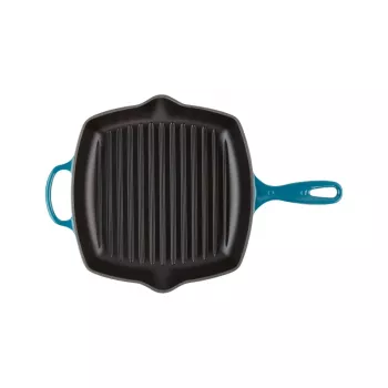 Le Creuset valurautainen neliömäinen grillipannu 26x26 cm sininen